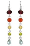 Ys Gems Stone Linear Earrings In Silver Multi