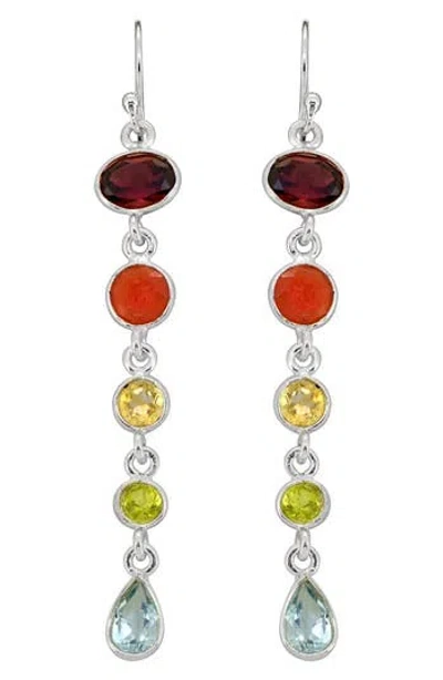 Ys Gems Stone Linear Earrings In Multi