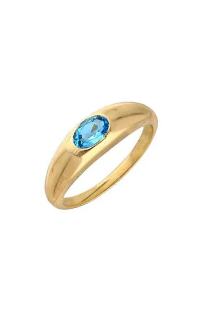 Ys Gems Swiss Blue Topaz Signet Ring
