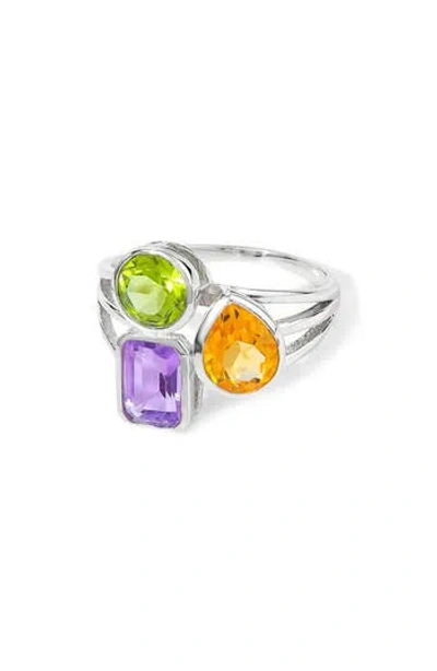 Ys Gems Trio Stone Ring In Metallic
