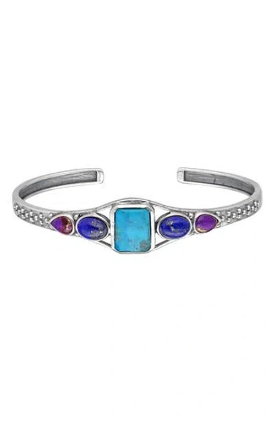 Ys Gems Turquoise & Lapis Lazuli Cuff Bracelet In Multi