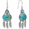 Ys Gems Turquoise Feather Drop Earrings