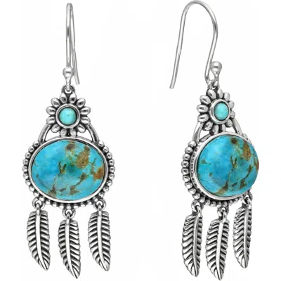 Ys Gems Turquoise Feather Drop Earrings