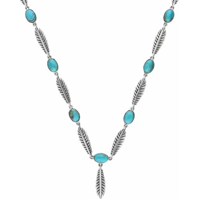 Ys Gems Turquoise Feather Link Pendant Necklace