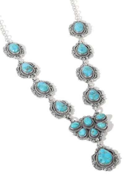 Ys Gems Turquoise Silver Plated Pendant Necklace In Blue