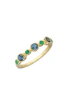 Ys Gems Two-tone Band Ring In Blue