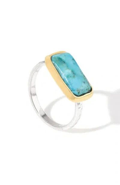 Ys Gems Two-tone Semiprecious Stone Ring In Silver