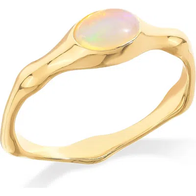 Ys Gems Wavy Band Ring In Gold