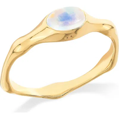 Ys Gems Wavy Band Ring In Gold