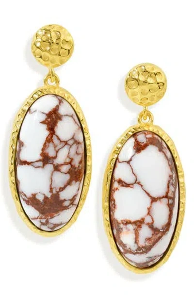 Ys Gems Wild Horse Turquoise Drop Earrings In Gold