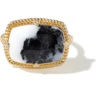 Ys Gems Zebra Jasper Ring In Black