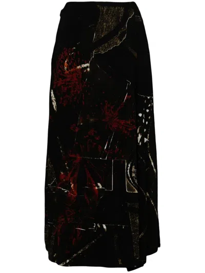 Y's Graphic-print Cropped Trousers In Black