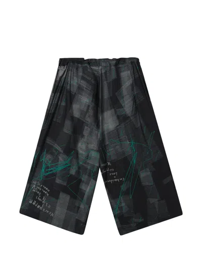Y's Graphic-print Wide-leg Trousers In Black