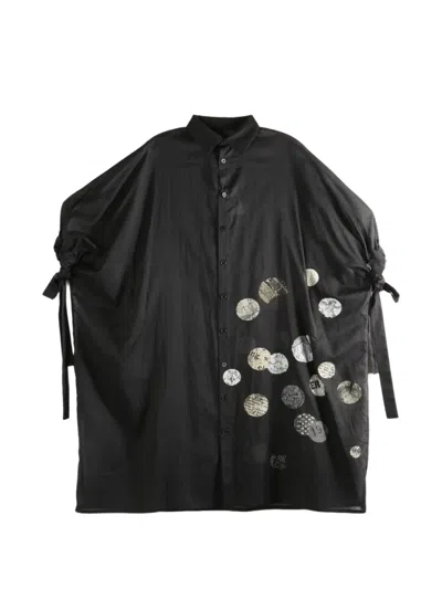 Y's Graphic-print Tie-sleeve Shirt In Black