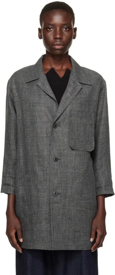 Y's Grey 3/4 Sleeve Blazer In 2 Grey