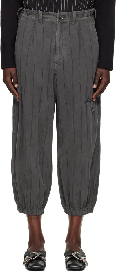 Y's Gray Ko-elastic Hem Trousers In 2 Grey