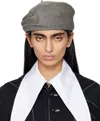 Y's Gray Paper Braid Tucked Beret In 2 Grey