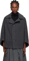 Y's Gray U-irregular Short Sleeve Coat In Gray