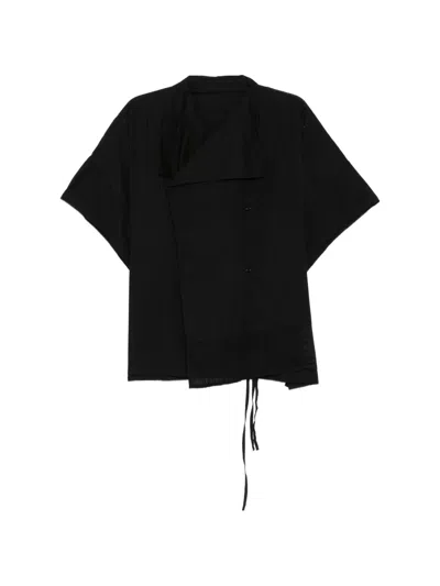 Y's Half Sleeve Gown Shirt In Black
