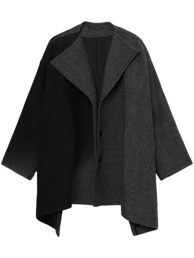 Y's Herringbone Coat In Black