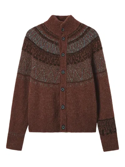 Y's High-neck Cardigan In Brown