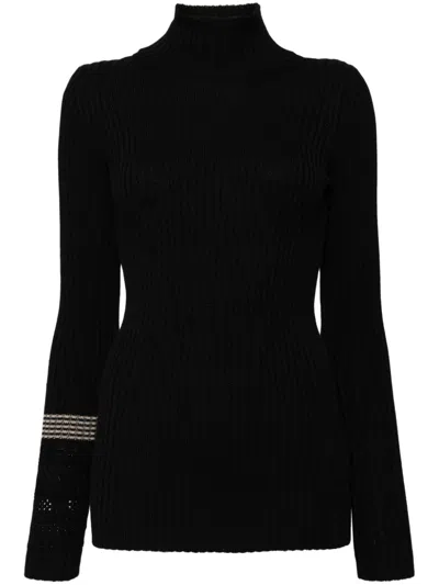 Y's High-neck Rib Knit Top In Black