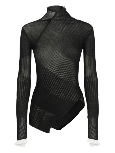 Y's High-neck Ribbed Sweater In Black
