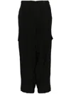 Y's High-waist Linen Cargo Skirt In Schwarz