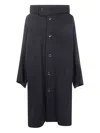 Y's Hooded Button-down Wool Coat