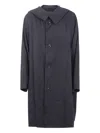 Y's Hooded Button Single-breasted Coat In Gray