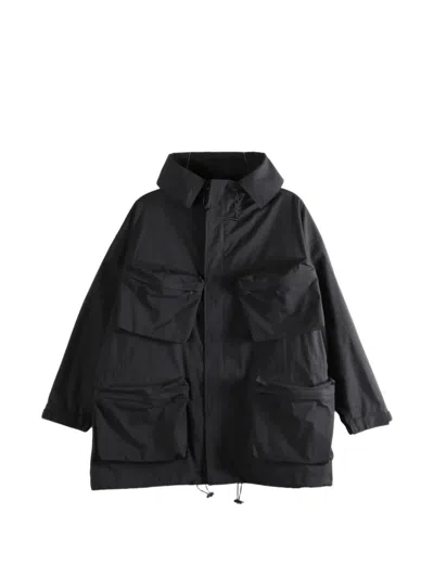 Y's Hooded Multi-pocket Coat In Black