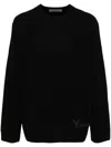 Y's Intarsia-knit Logo Sweater In Black