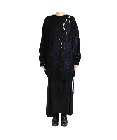 Y's Irregular Diamond Shaped Sweater In Black