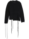Y's Lace-up Distressed Jumper In Black