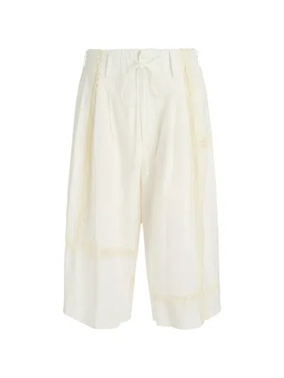 Y's Lace-details Trousers In White