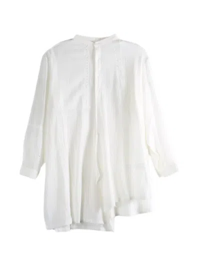 Y's Lace-trim Asymmetric Shirt In White