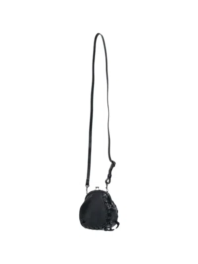 Y's Lace-up Clasp-fastening Shoulder Bag In Black