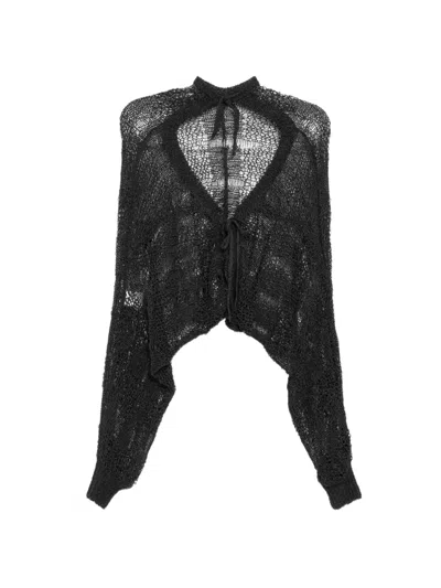 Y's Ladder Stitch Cardigan In Black