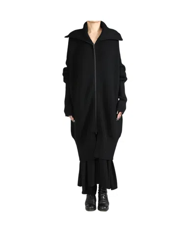 Y's Large-neck Zipper Cardigan In Black