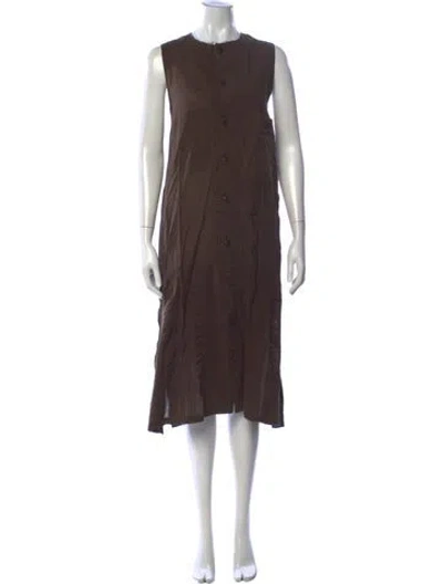 Pre-owned Y's Late 2000's - Early 2010's Midi Length Dress In Brown