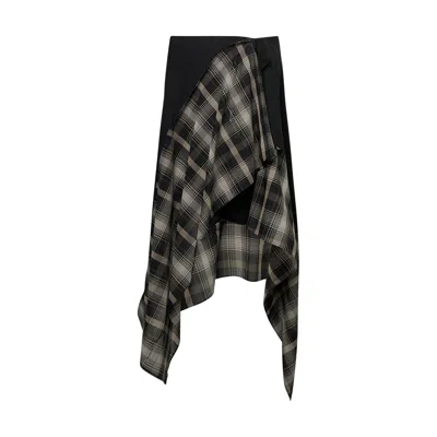Y's Layered Combination Skirt In Black