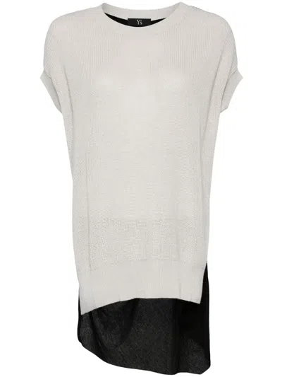 Y's Layered-effect Asymmetric Cotton T-shirt In Grey