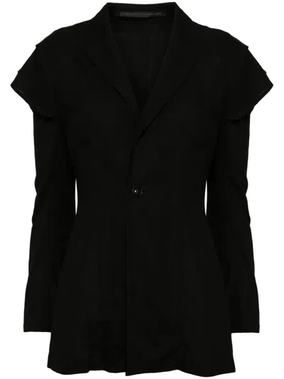 Y's Layered-sleeve Single-breasted Blazer In Schwarz