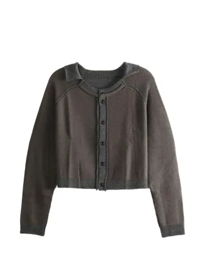 Y's Layered-detail Raglan-sleeve Cardigan In Brown