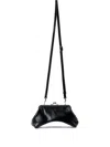 Y's Leather Clasp Bag In Black