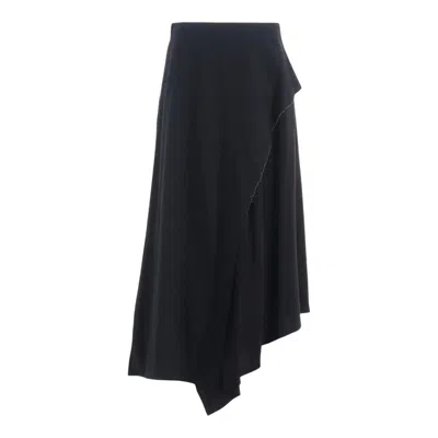 Y's Left Flare Skirt In Blue