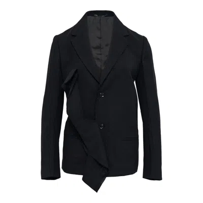 Y's Left Front Drape Jacket In Black