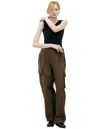 Y's Linen Cargo Trousers In Khaki