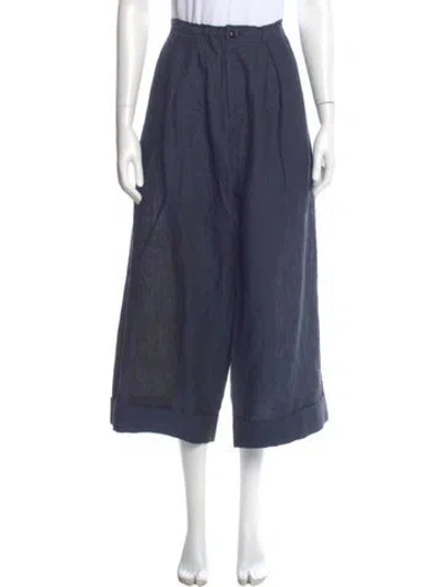 Pre-owned Y's Linen Wide Leg Pants In Blue