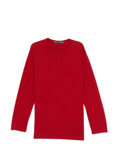 Y's Logo Print Long Sleeve T-shirt In Red